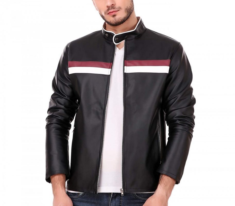 Black Striped Spanish Biker Leather Jacket