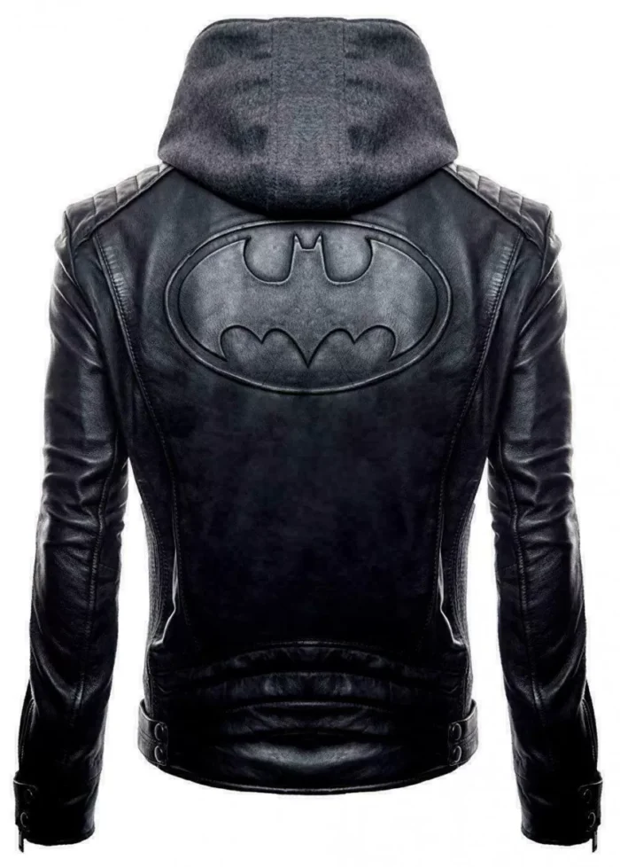 Batman Rises Black Hoodie Leather Jacket