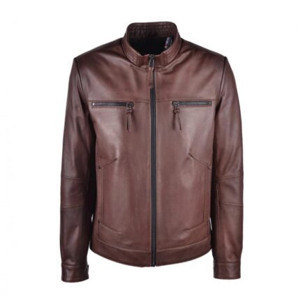 Men's Classic Brown Biker Leather Jacket
