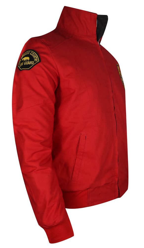 Lifeguard Baywatch Bomber Red Cotton Jacket - Real Leather Jackets