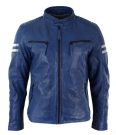 Aviatrix Blue Striped Bomber Motorcycle leather Jacket