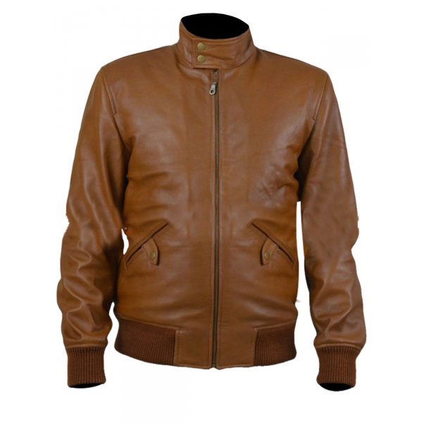 smzk 26042021 GL 0 Mens Tan Real Leather Bomber Motorcycle Jacket
