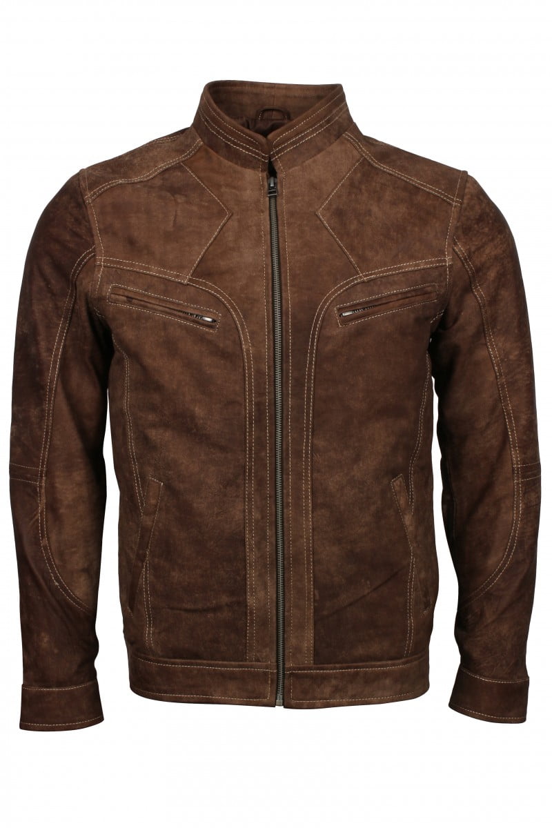 Vintage Distressed Brown old School Leather Jacket - Real Leather Jackets