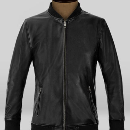 Roger Federer Black Leather Jacket