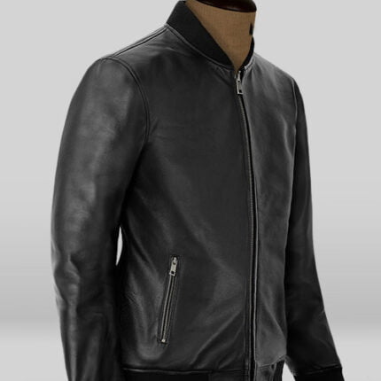 Roger Federer Black Leather Jacket