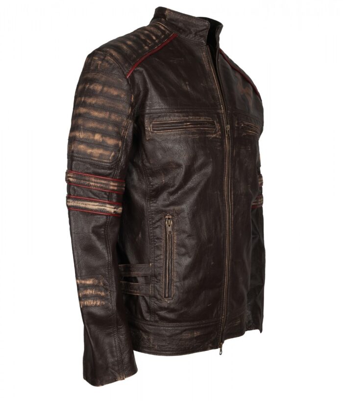 smzk 26042021 GL 3 Christ Cross Live to Ride Embossed Brown Motorcycle Leather Jacket