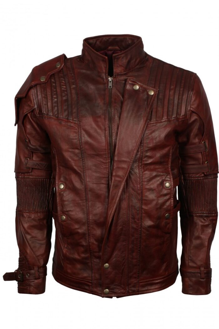 smzk 3005 Guardian Of Galaxy II Maroon Leather Jacket scaled 1