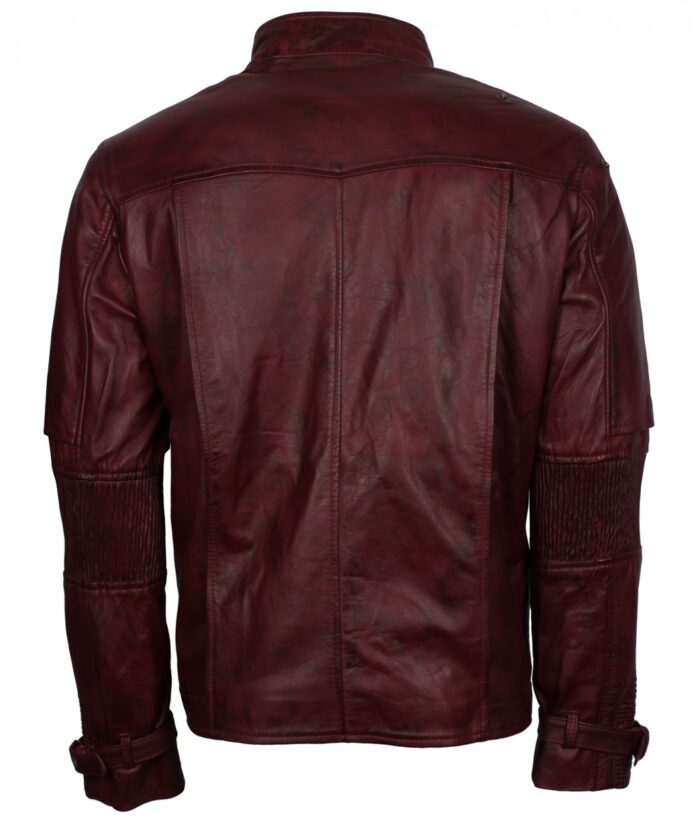smzk 3005 Guardians of The Galaxy Star Lord Red Maroon Men Biker Leather Jacket Costumes