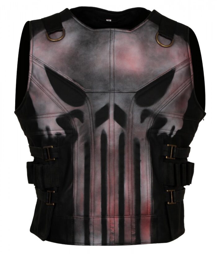 smzk 3005 Punisher Season II Bloody Black Leather Vest