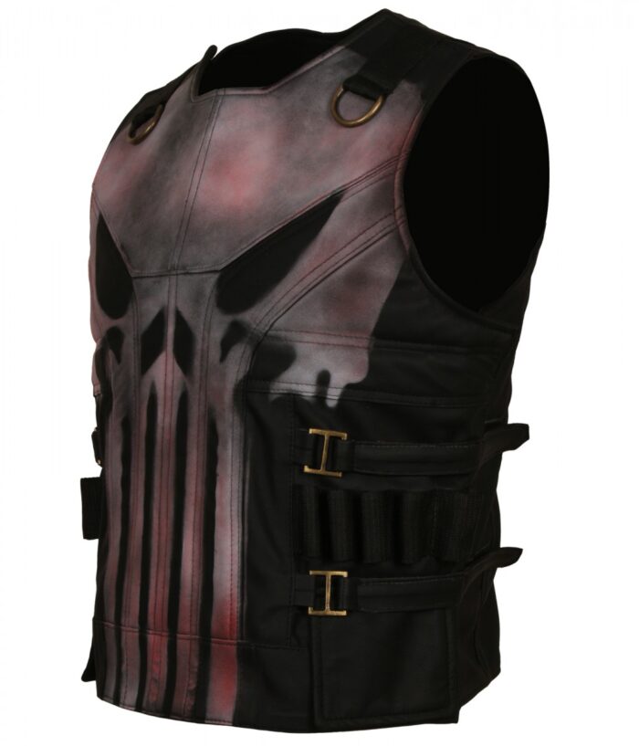 smzk 3005 Punisher Season II Bloody Black Leather Vest3
