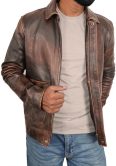 Raiders-of-The-Lost-Ark Brown Leather jacket Indiana Men's Cosplay Costume - Harrison American Bomber Coat