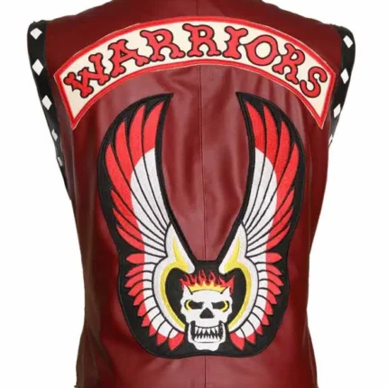 Men Maroon biker Leather Vest The Warriors Costume
