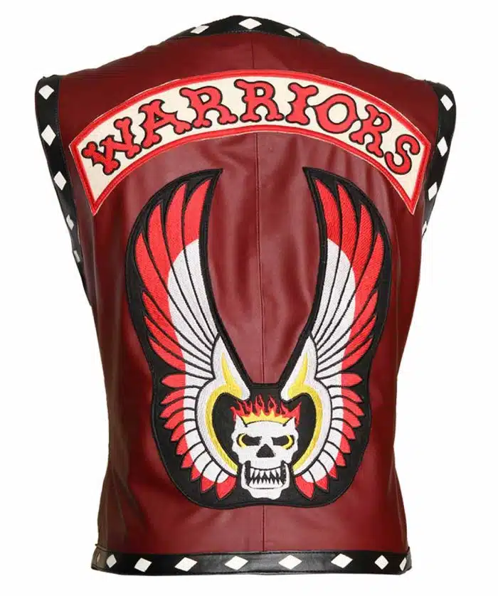 Men Maroon biker Leather Vest The Warriors Costume
