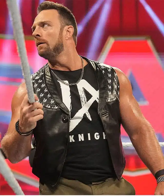 LA Knight WWE Black Leather Vest