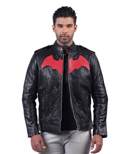 Batman Costumes Black Inspired Biker Leather Motorcycle Jacket