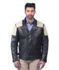 Black And White Men's Biker Leather Jacket