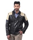 Black And White Men's Biker Leather Jacket
