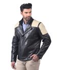 Black And White Men's Biker Leather Jacket