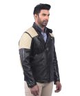 Black And White Men's Biker Leather Jacket