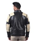 Black And White Men's Biker Leather Jacket
