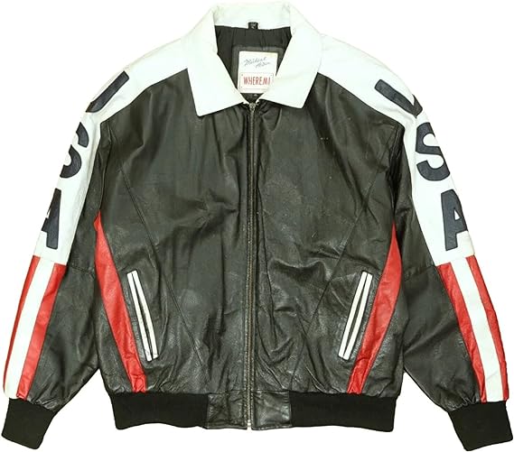 American Flag Leather Jacket front