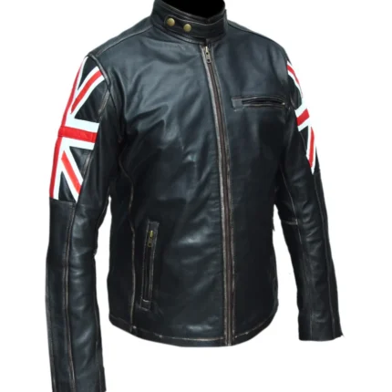 Cafe Racer Union Jack UK Flag jacket side