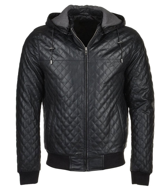 Diamond Quilted Hooded Jacket front
