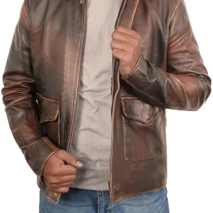 Indiana Jones Brown Leather Jacket front
