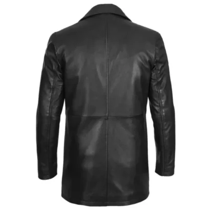 Men’s Premium 3,4 Length Black Leather Coat back