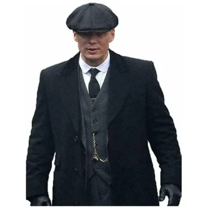 Peaky Blinders Thomas Shelby Black Wool Long Trench Coat front 2
