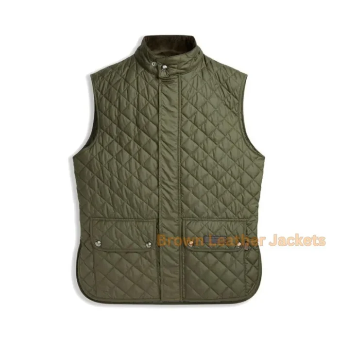 Yellowstone Kevin Costner Green Quilted Vest front 2