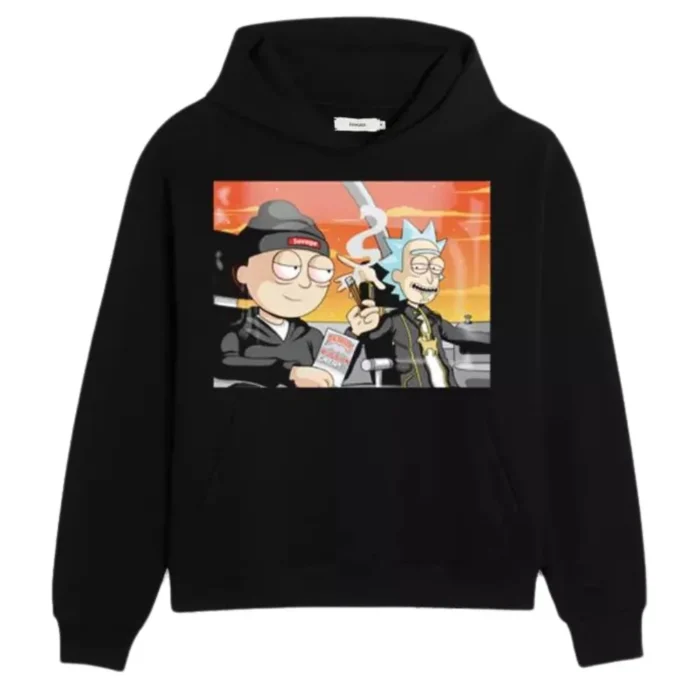 Black Rick And Morty Pullover Hoodie - Front Look