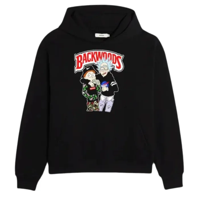 Pullover Black Rick And Morty Backwoods Hoodie - Front Look