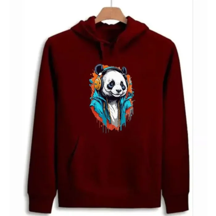 Printed Musical Cool Panda Hoodie