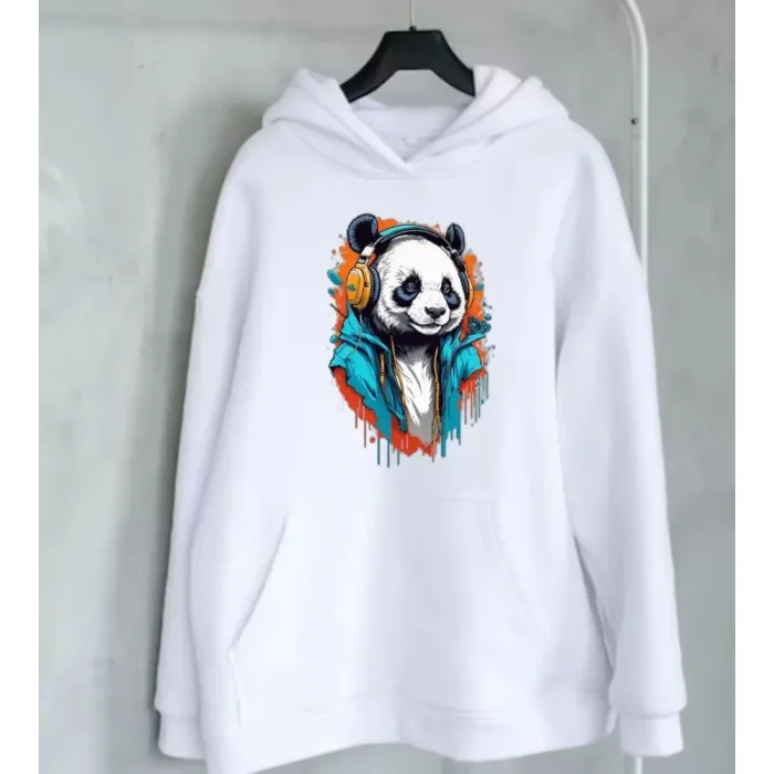 Printed Musical Cool Panda Hoodie