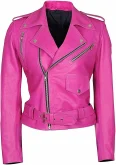 Jessica Alba Pink Leather Jacket