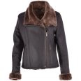 Dark Brown Sheepskin Aviator Jacket Women's