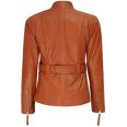Women Brown Belted Leather Jacket