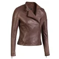 Womens Asymmetrical Dark Brown Leather Jacket