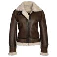 B3 Brown Shearling Leather Jacket Womens