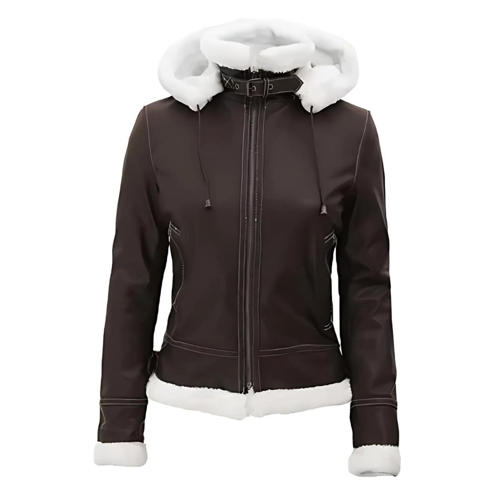 Hooded leather bomber jacket womens hotsell