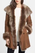 Women's Faux Fur Suede Leather Coat