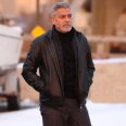George Clooney Black Biker Leather Jacket