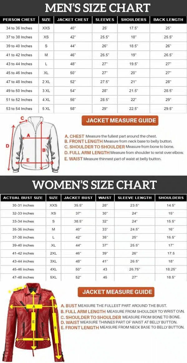 Realeatherjackets Size Chart