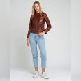 Womens Cognac Brown Biker Leather Jacket