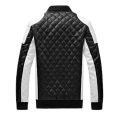 Men's White Quilted  Black Trim Leather Bomber Jacket