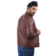 Men's Quilted Brown Leather Jacket