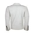 Men's White Quilted Leather Biker Jacket