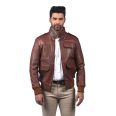 Men's Brown Bomber Aviator Leather Jacket