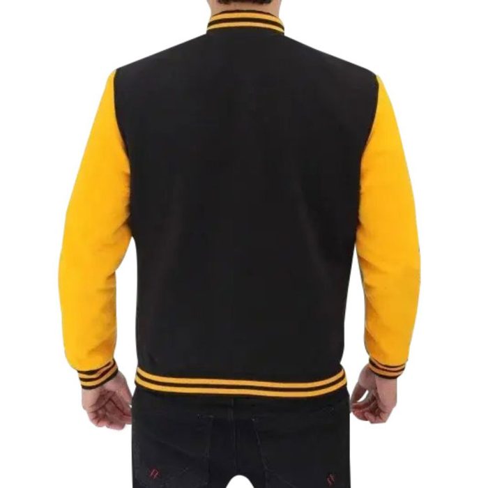 Mens Black and Yellow Varsity Jacket